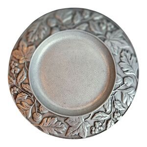Longaberger - Falling Leaves & Acorns  - 8-1/4” Pewter Candle Plate 2001